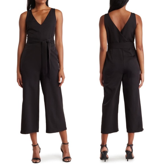 Sam Edelman Pants - Sam Edelman Tie Waist Crop Wide Leg Sleeveless Jumpsuit Black Size 10 NWT